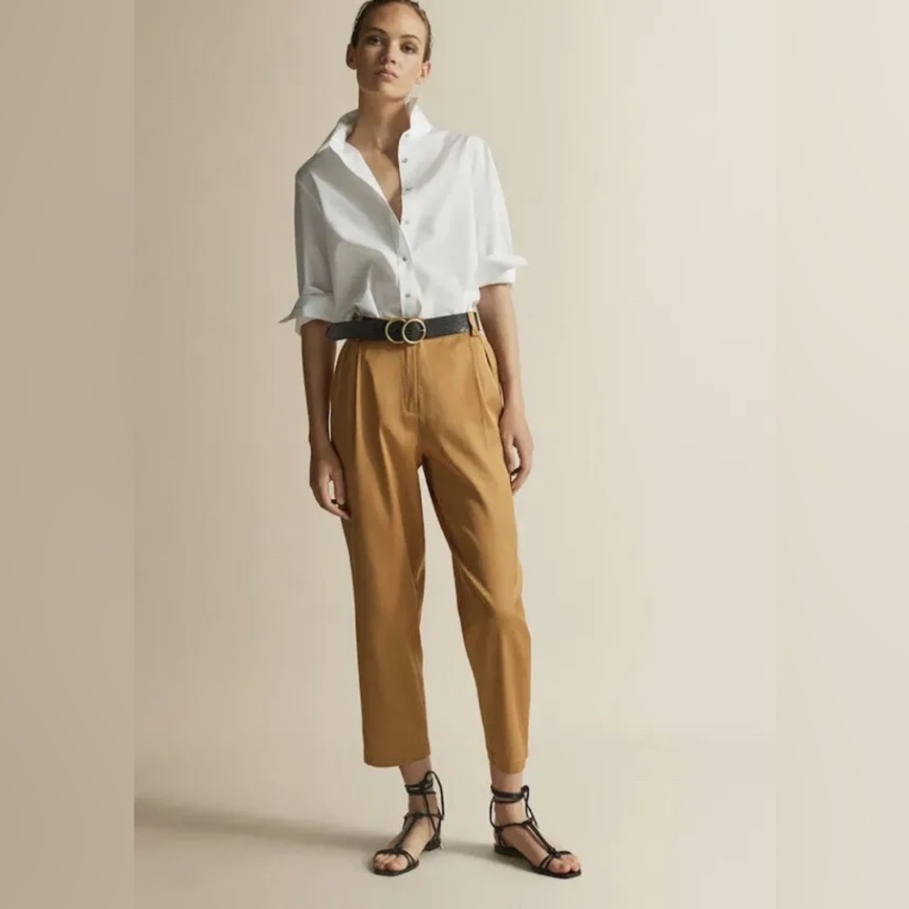 Massimo Dutti Curpo-Cotton Bland Trousets